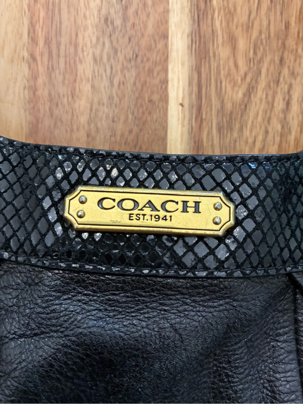 Coach Soho Black Leather Purse Shoulder Bag Hobo Slouch Snakeskin F19453 EUC - Picture 9 of 14